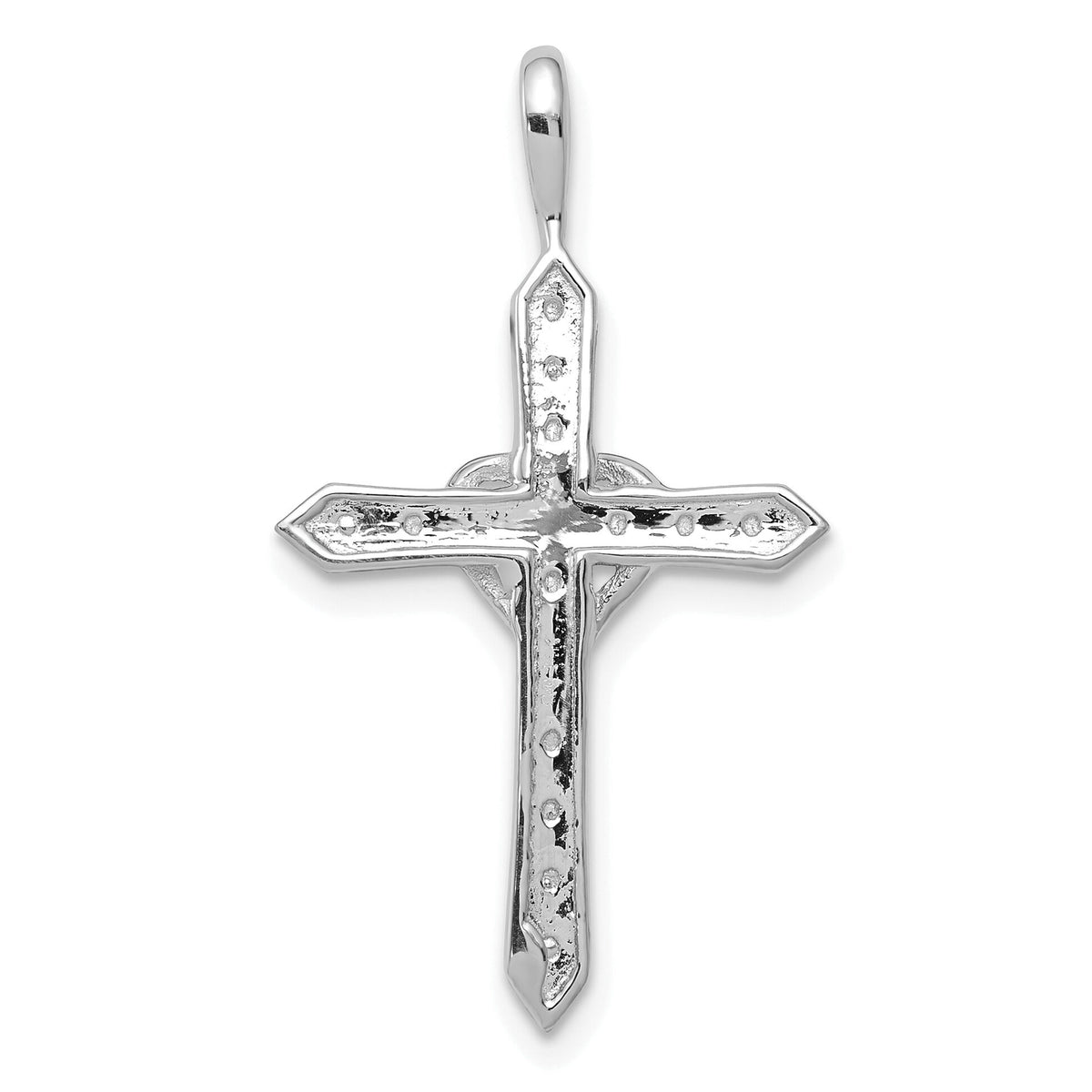 14k White Gold AA 1/10ct. Diamond Heart Cross Pendant-PM4987-010-WA