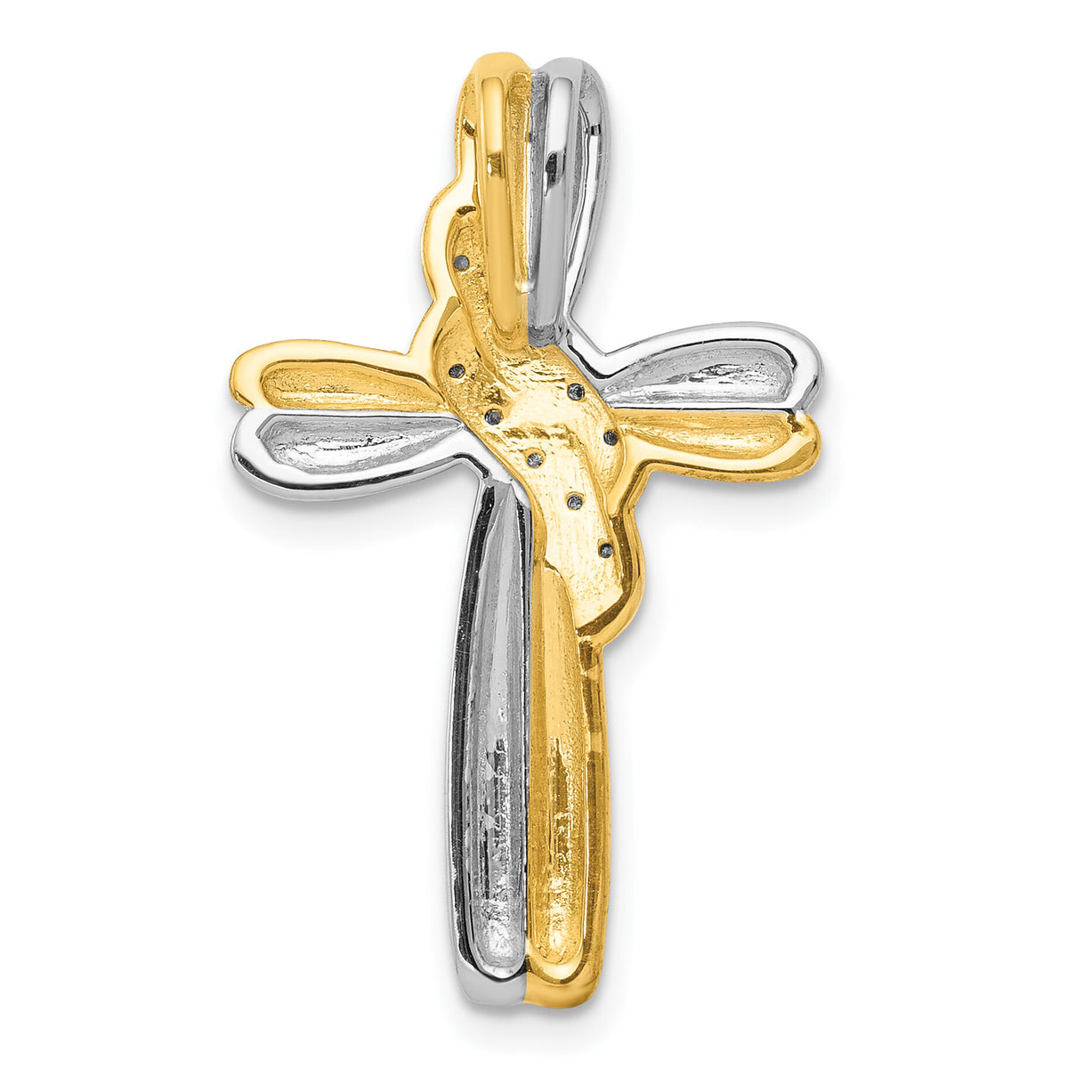 14k Two-tone Diamond Cross Pendant-PM4991-005-YWA