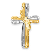 14k Two-tone Diamond Cross Pendant-PM4991-005-YWA