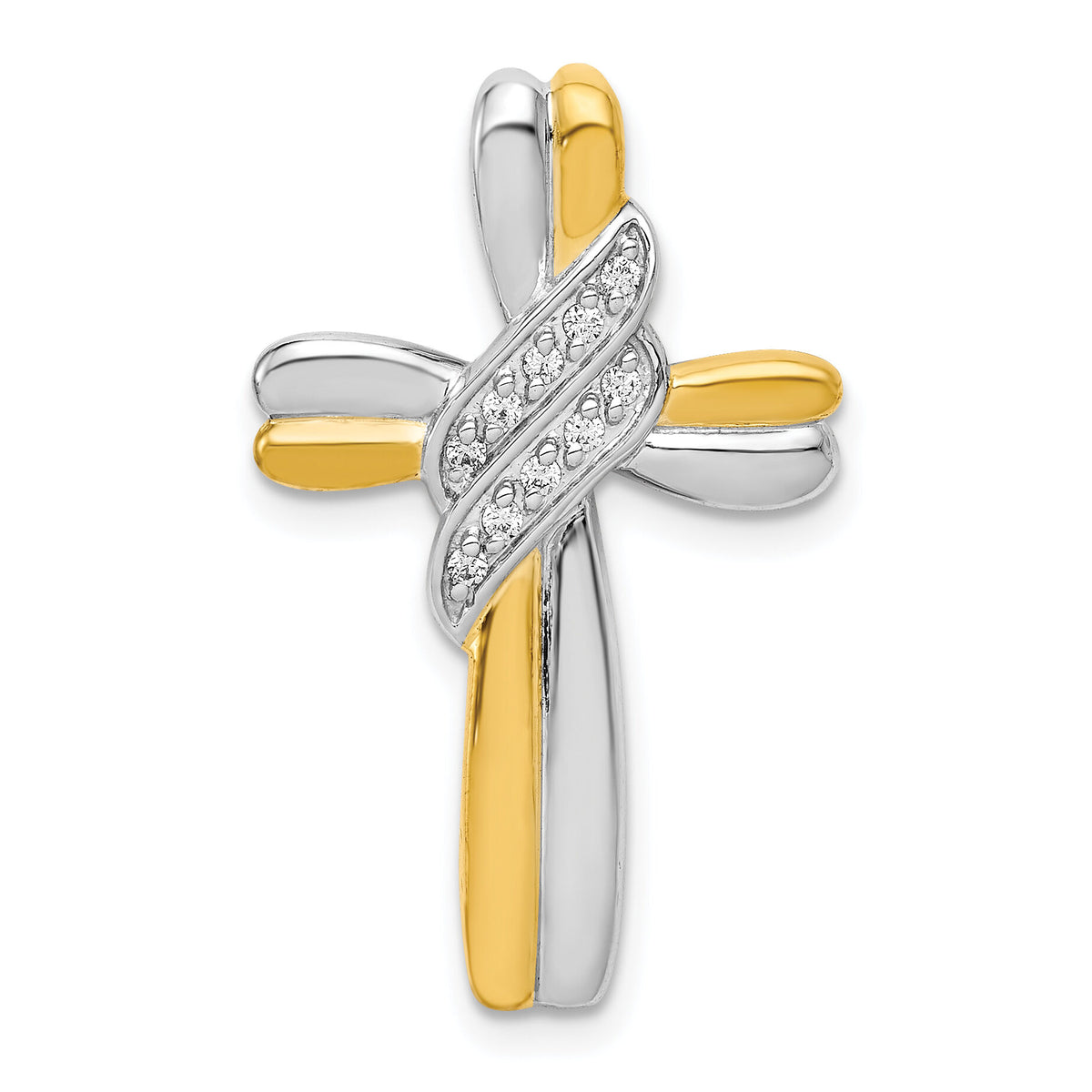 14k Two-tone Diamond Cross Pendant-PM4991-005-YWA