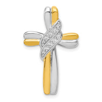 14k Two-tone Diamond Cross Pendant-PM4991-005-YWA
