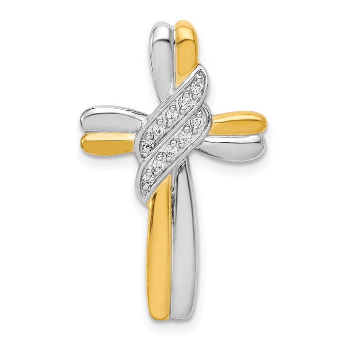 14k Two-tone Diamond Cross Pendant-PM4991-005-YWA