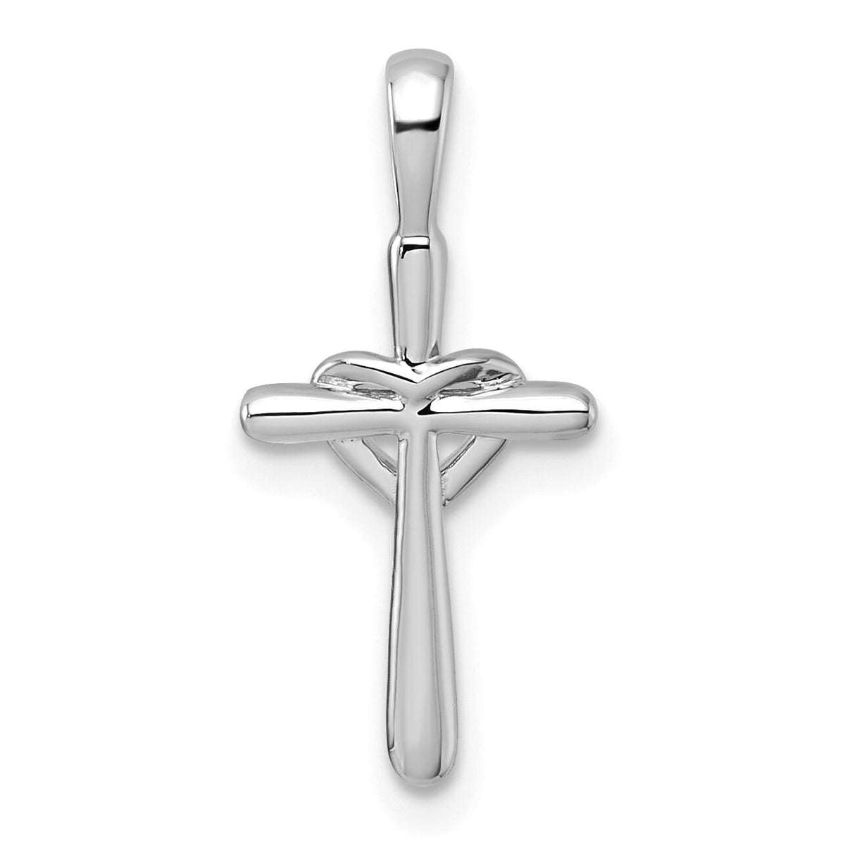 14k White Gold Diamond Cross w/Heart Pendant-PM4992-001-WA