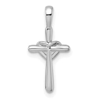 14k White Gold Diamond Cross w/Heart Pendant-PM4992-001-WA