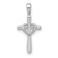 14k White Gold Diamond Cross w/Heart Pendant-PM4992-001-WA