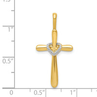 14k Diamond Cross w/Heart Pendant-PM4992-010-YA
