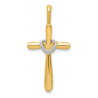 14k Diamond Cross w/Heart Pendant-PM4992-010-YA