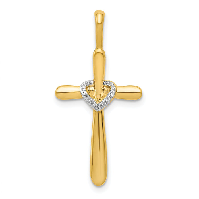 14k Diamond Cross w/Heart Pendant-PM4992-010-YA
