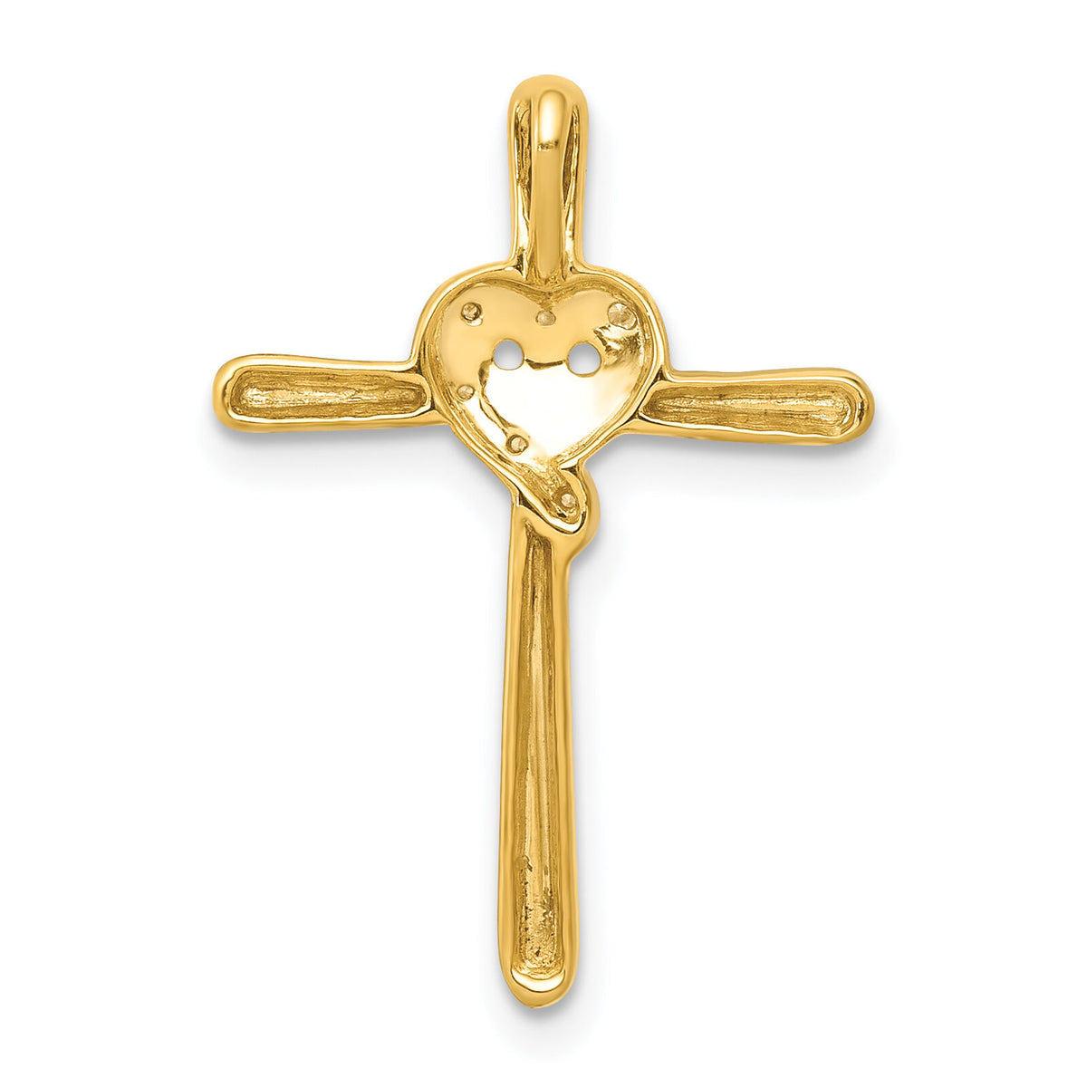 14k .02ct. Diamond Heart Cross Chain Slide-PM4994-002-YA