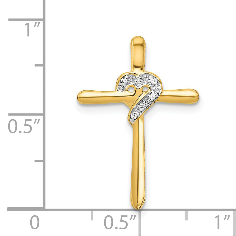14k .02ct. Diamond Heart Cross Chain Slide-PM4994-002-YA