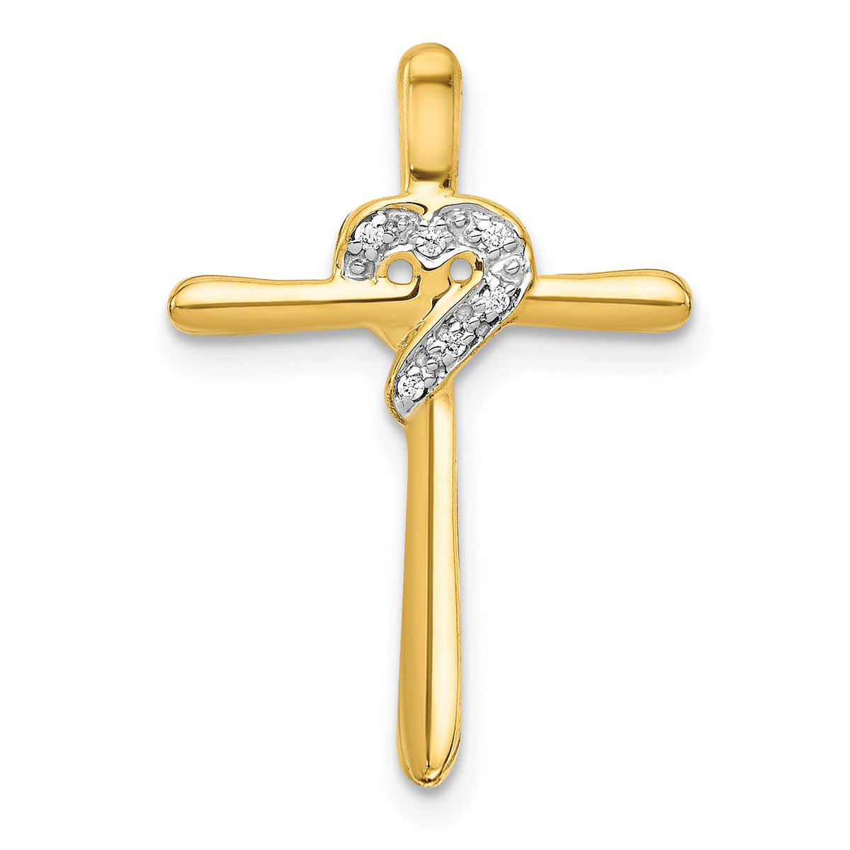 14k .02ct. Diamond Heart Cross Chain Slide-PM4994-002-YA