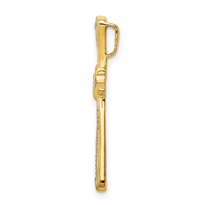 14k w/Rhodium Diamond Cross Pendant-PM4995-001-YA