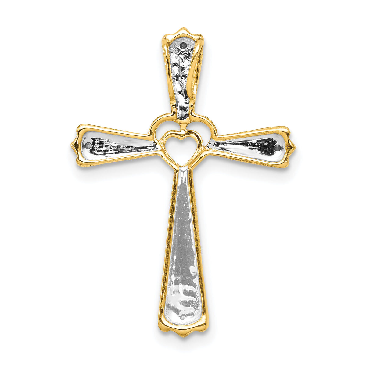 14k w/Rhodium Diamond Cross Pendant-PM4995-001-YA