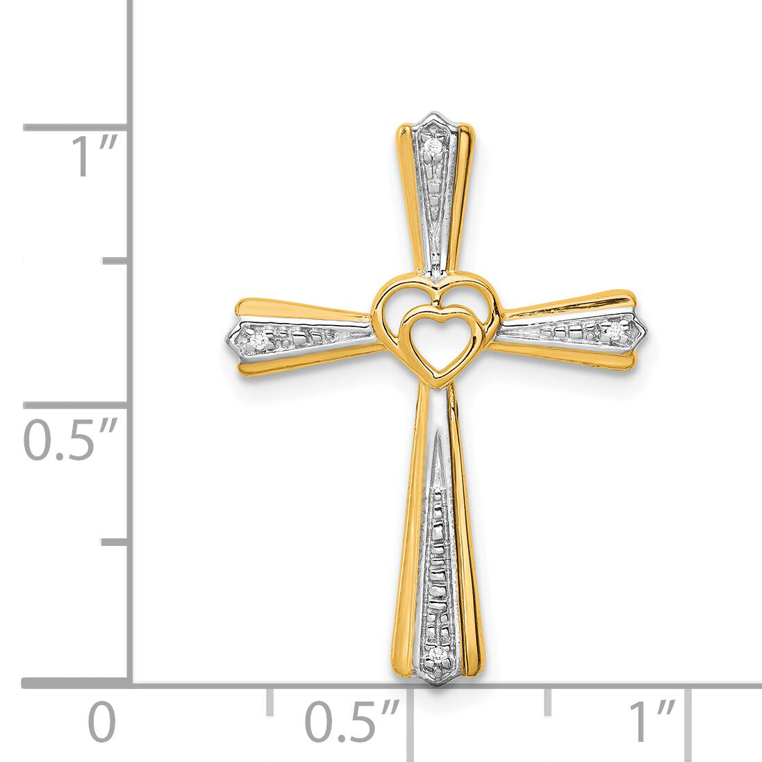 14k w/Rhodium Diamond Cross Pendant-PM4995-001-YA
