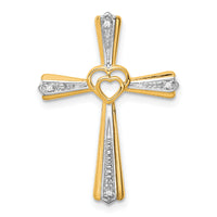 14k w/Rhodium Diamond Cross Pendant-PM4995-001-YA