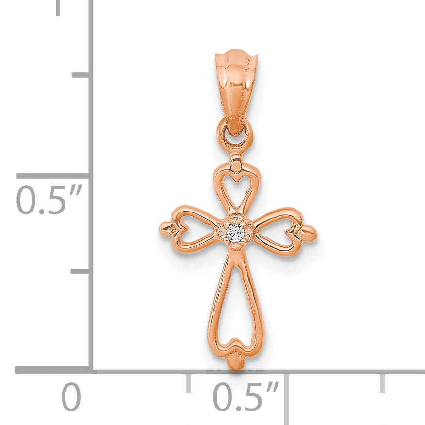14K Rose Gold Diamond Accented Cross Pendant-PM4996-001-RA