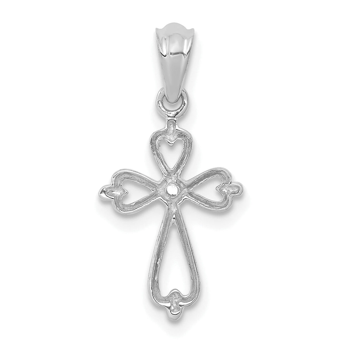 14K White Gold Diamond Accented Cross Pendant-PM4996-001-WA