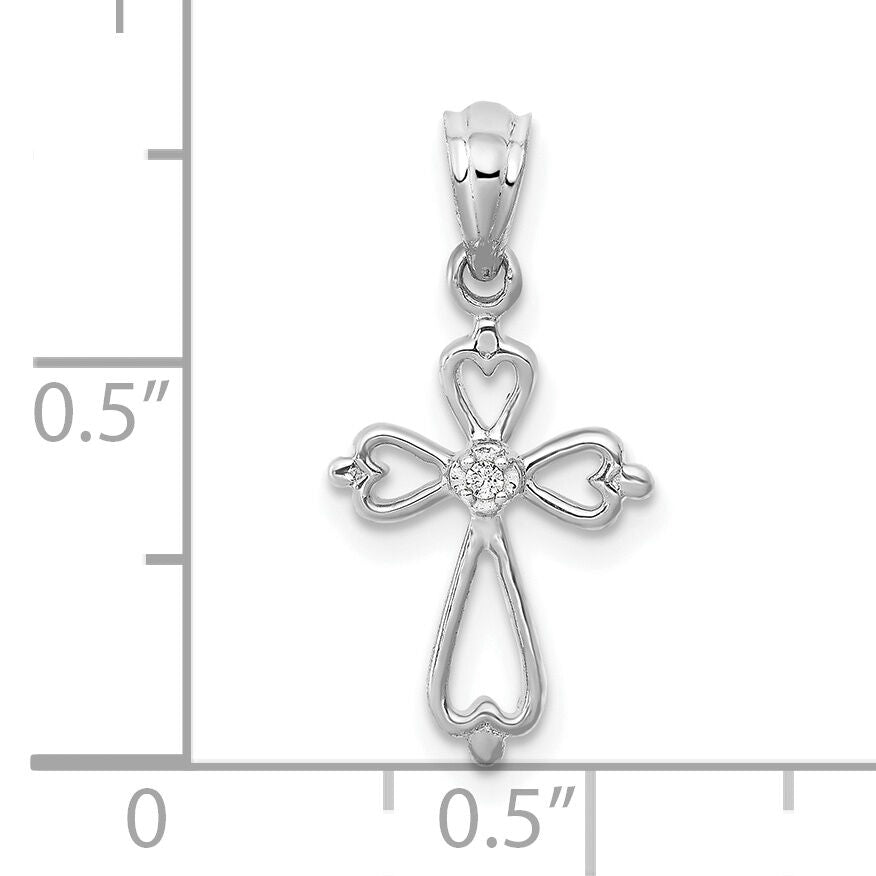 14K White Gold Diamond Accented Cross Pendant-PM4996-001-WA