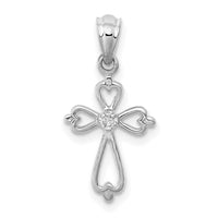 14K White Gold Diamond Accented Cross Pendant-PM4996-001-WA