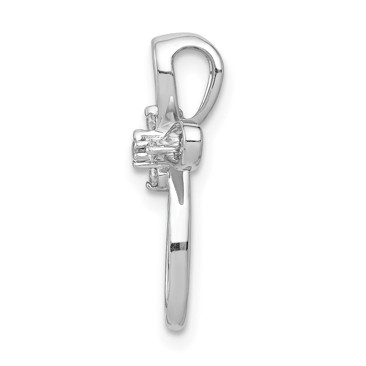 14k White Gold 1/20ct. Diamond Cross Chain Slide-PM4997-005-WA