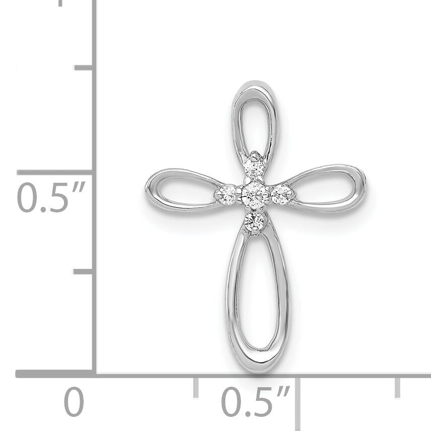14k White Gold 1/20ct. Diamond Cross Chain Slide-PM4997-005-WA