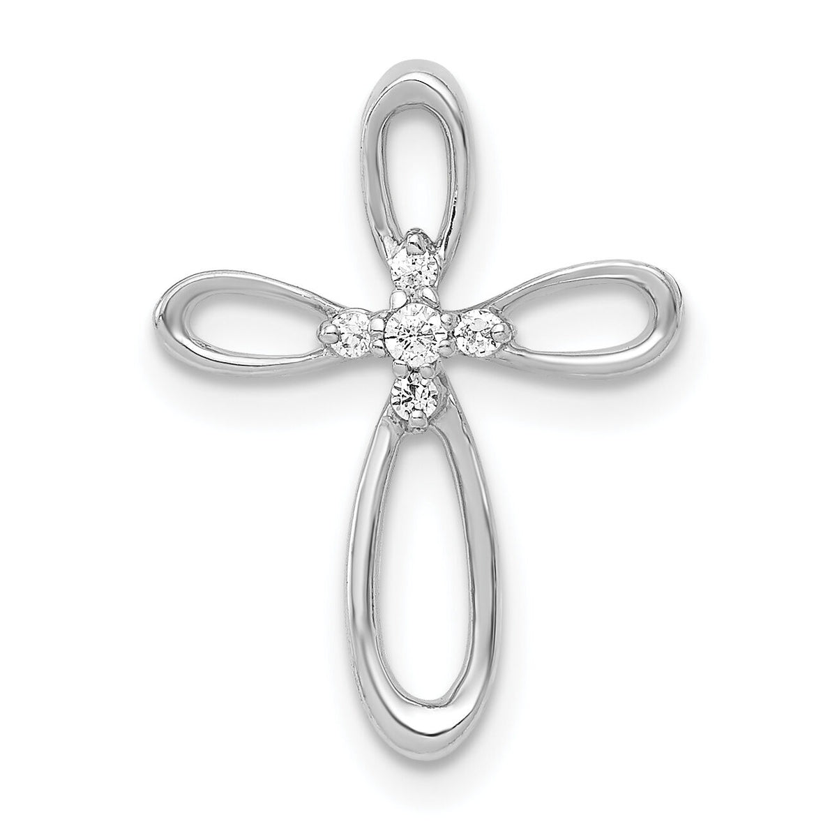 14k White Gold 1/20ct. Diamond Cross Chain Slide-PM4997-005-WA