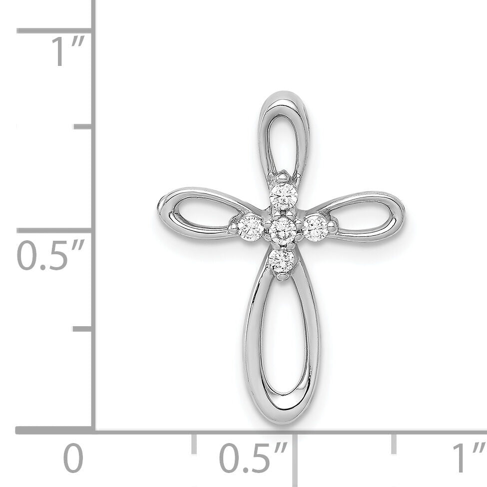 14k White Gold 1/10ct. Diamond Cross Chain Slide-PM4997-010-WA