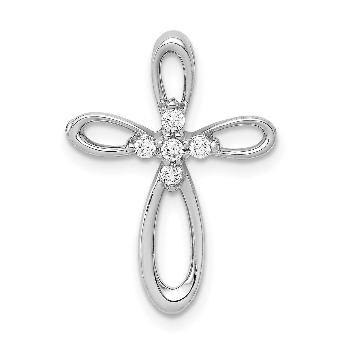 14k White Gold 1/10ct. Diamond Cross Chain Slide-PM4997-010-WA
