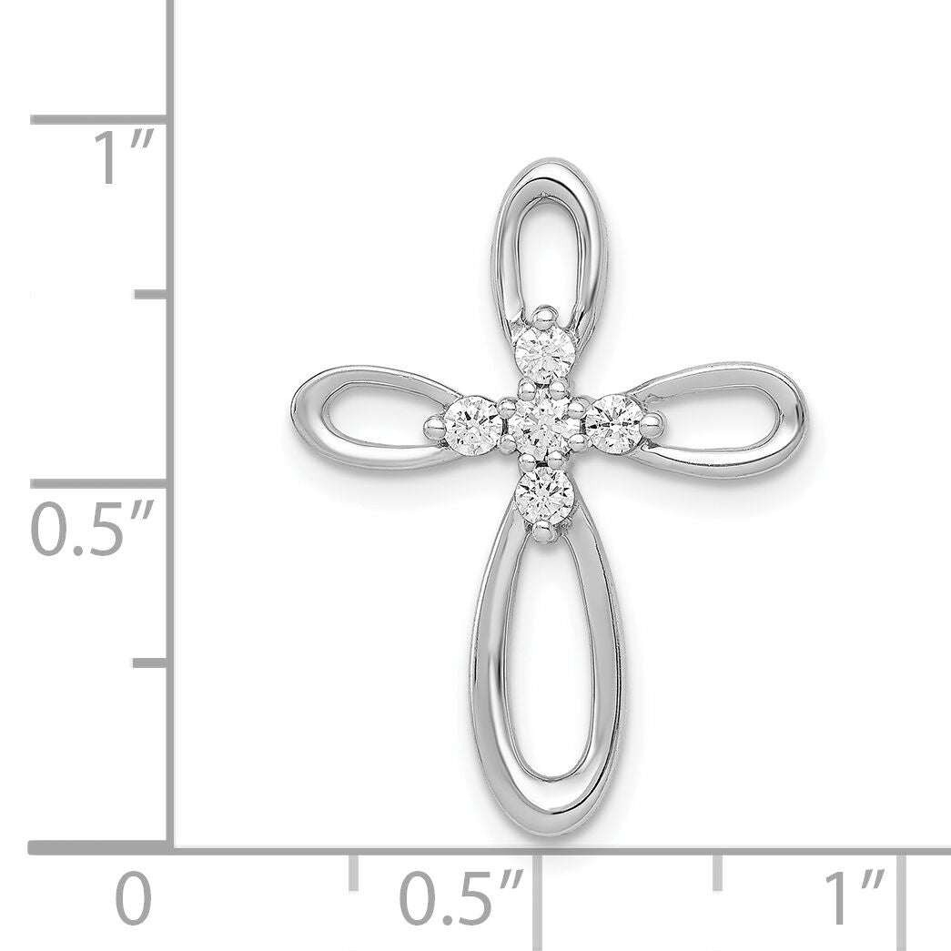 14k White Gold 1/5ct. Diamond Cross Chain Slide-PM4997-020-WA
