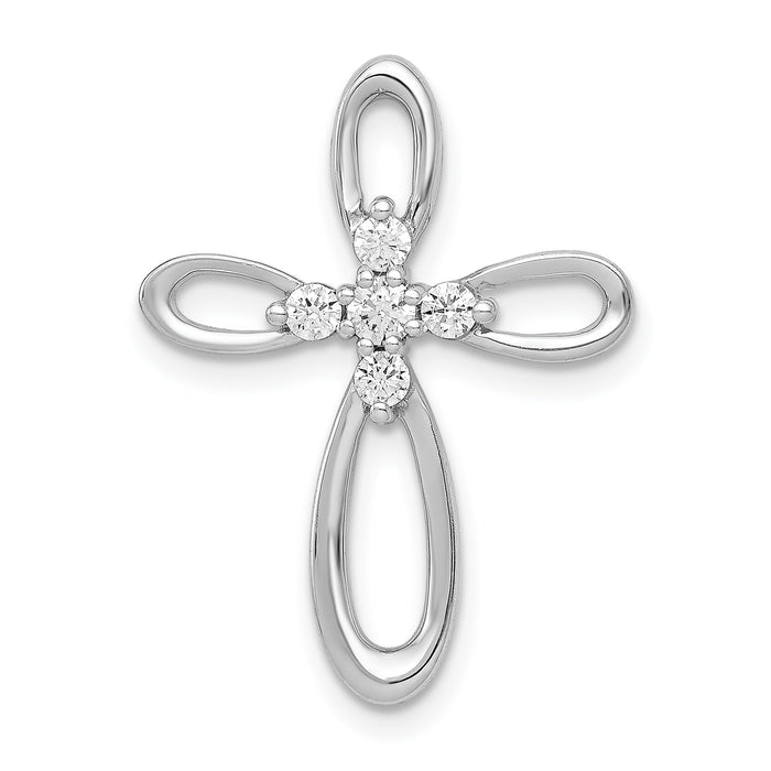 14k White Gold 1/5ct. Diamond Cross Chain Slide-PM4997-020-WA