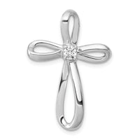 14k White Gold 1/6ct. Diamond Cross Chain Slide-PM5001-016-WA