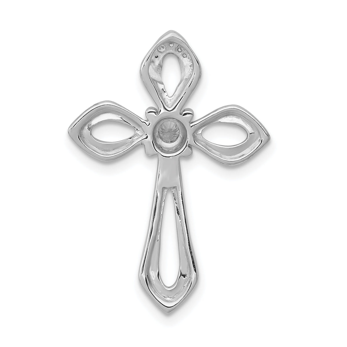 14k White Gold 1/8ct. Diamond Cross Chain Slide-PM5002-013-WA