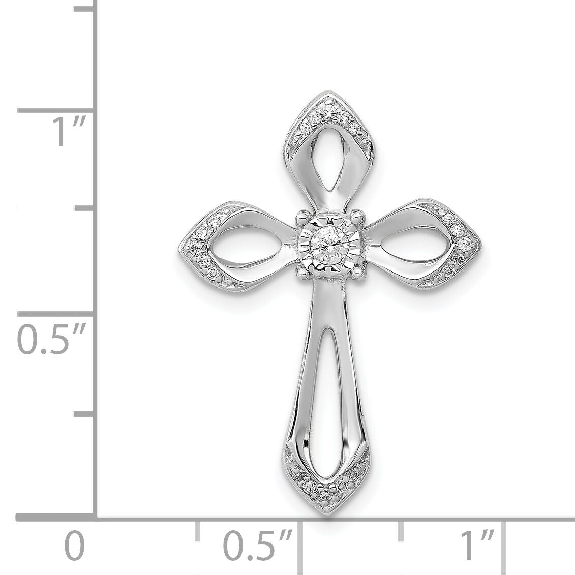 14k White Gold 1/8ct. Diamond Cross Chain Slide-PM5002-013-WA