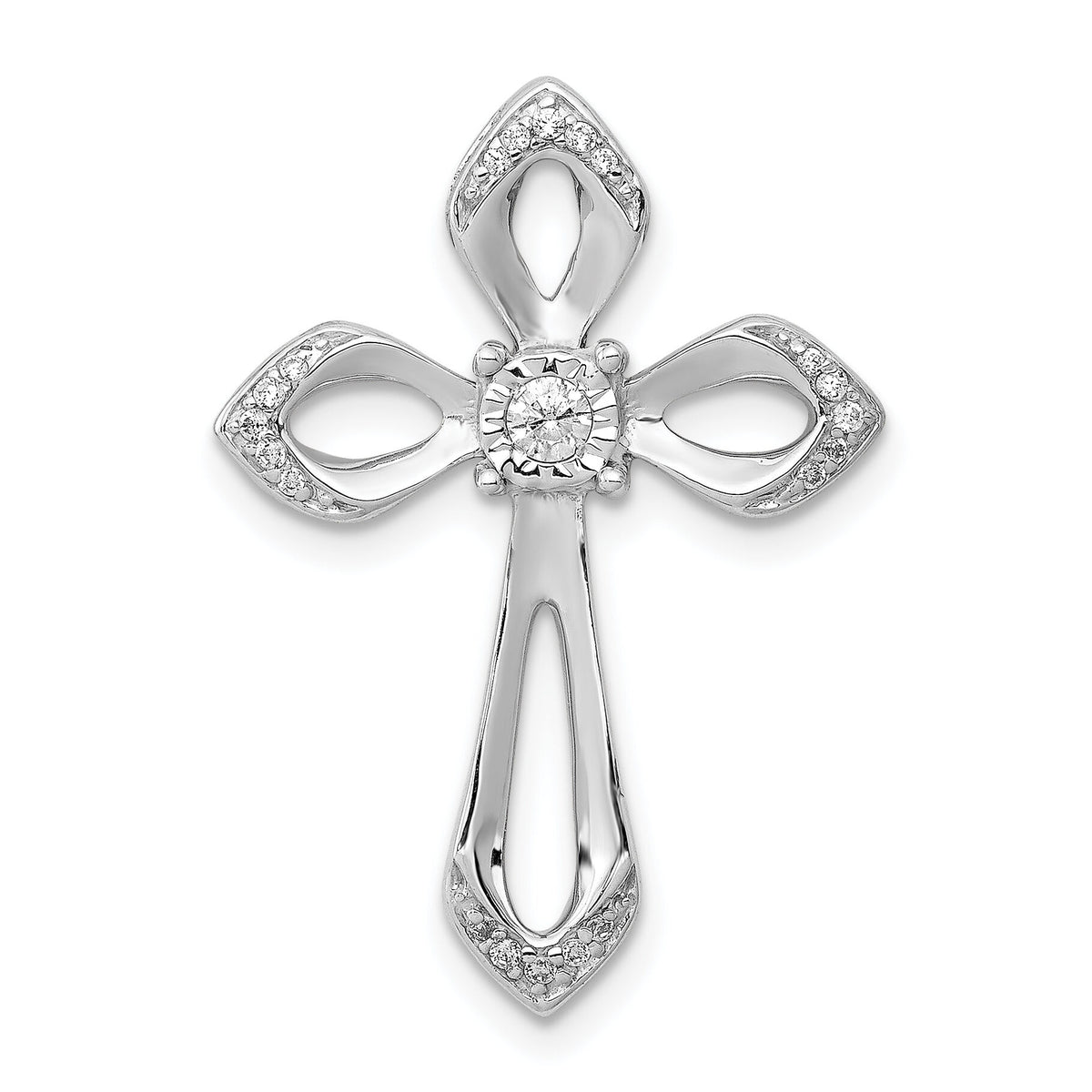 14k White Gold 1/8ct. Diamond Cross Chain Slide-PM5002-013-WA