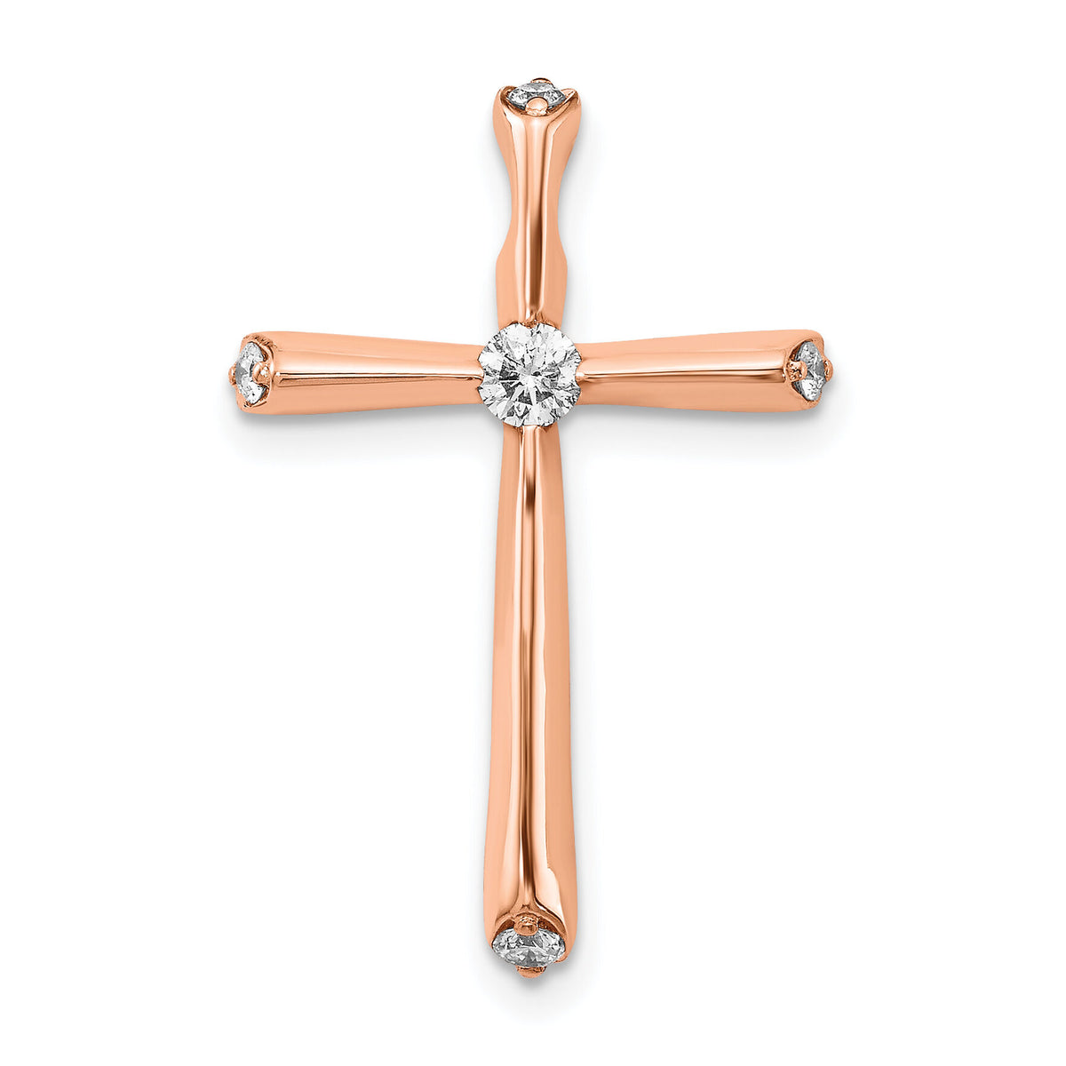 14k Rose Gold 1/5ct. Diamond Cross Chain Slide-PM5003-020-RA