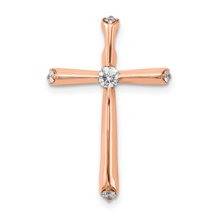 14k Rose Gold 1/5ct. Diamond Cross Chain Slide-PM5003-020-RA
