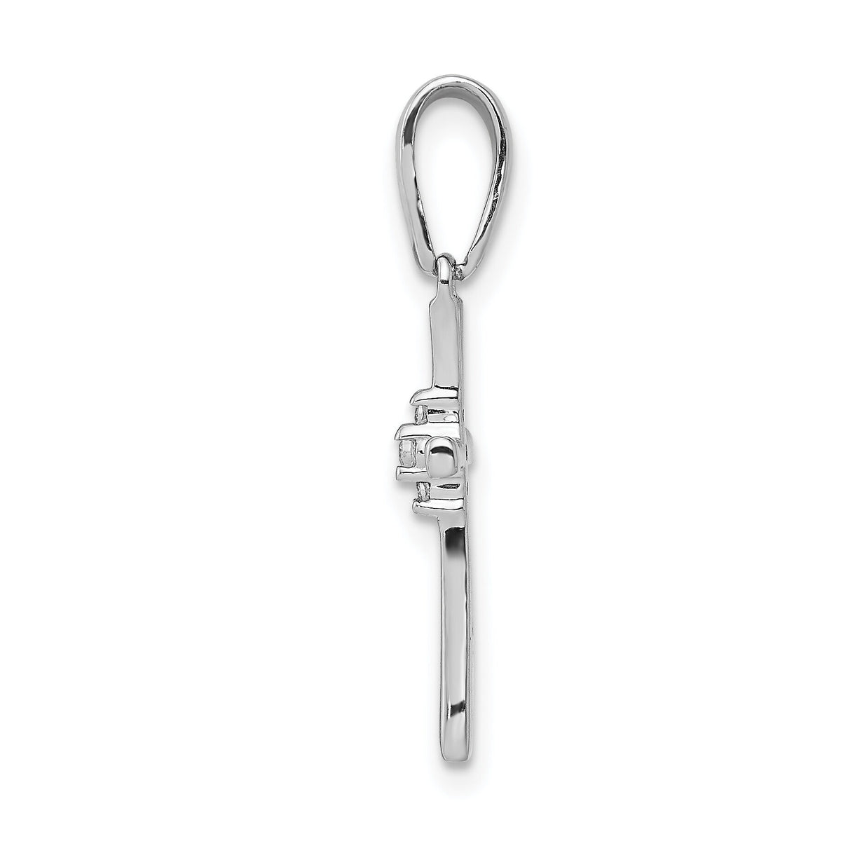 14k White Gold .02ct. Diamond Cross Pendant-PM5007-002-WA