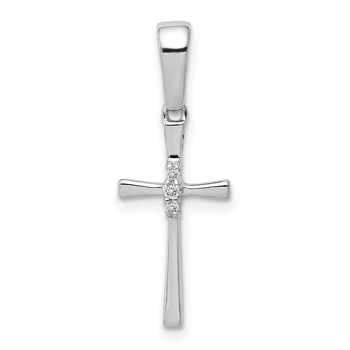 14k White Gold .02ct. Diamond Cross Pendant-PM5007-002-WA