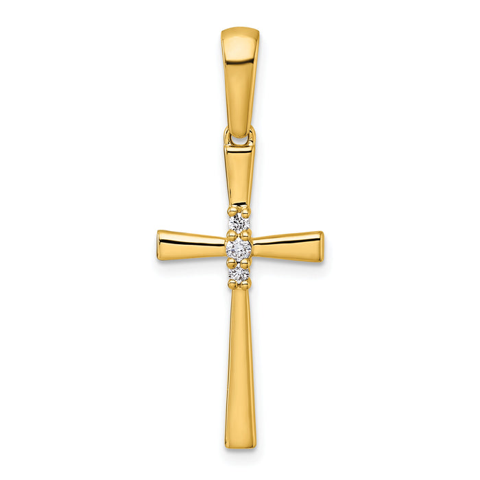 14K 1/15ct. Diamond Cross Pendant-PM5007-007-YA
