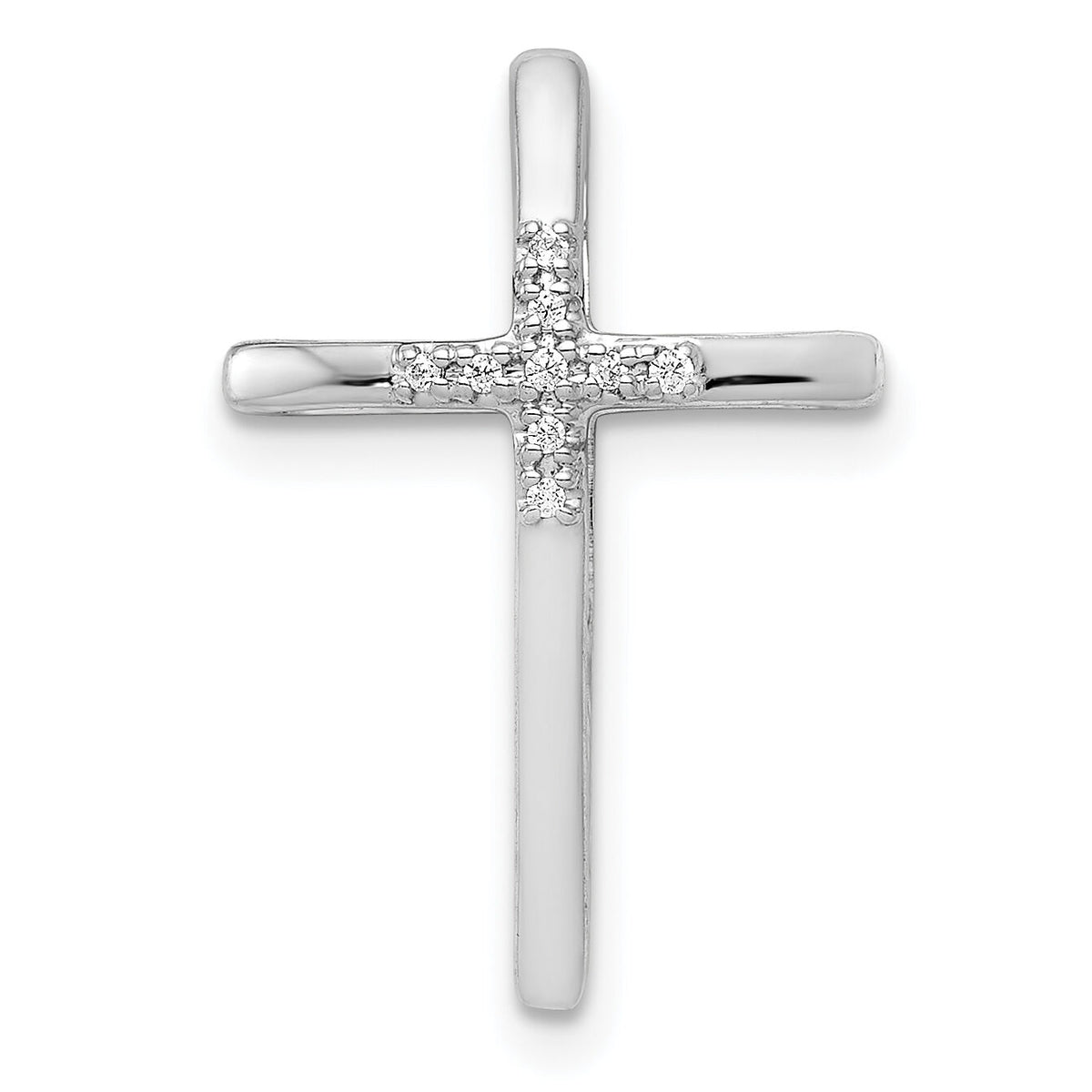 14k White Gold .03ct. Diamond Cross Chain Slide-PM5009-003-WA