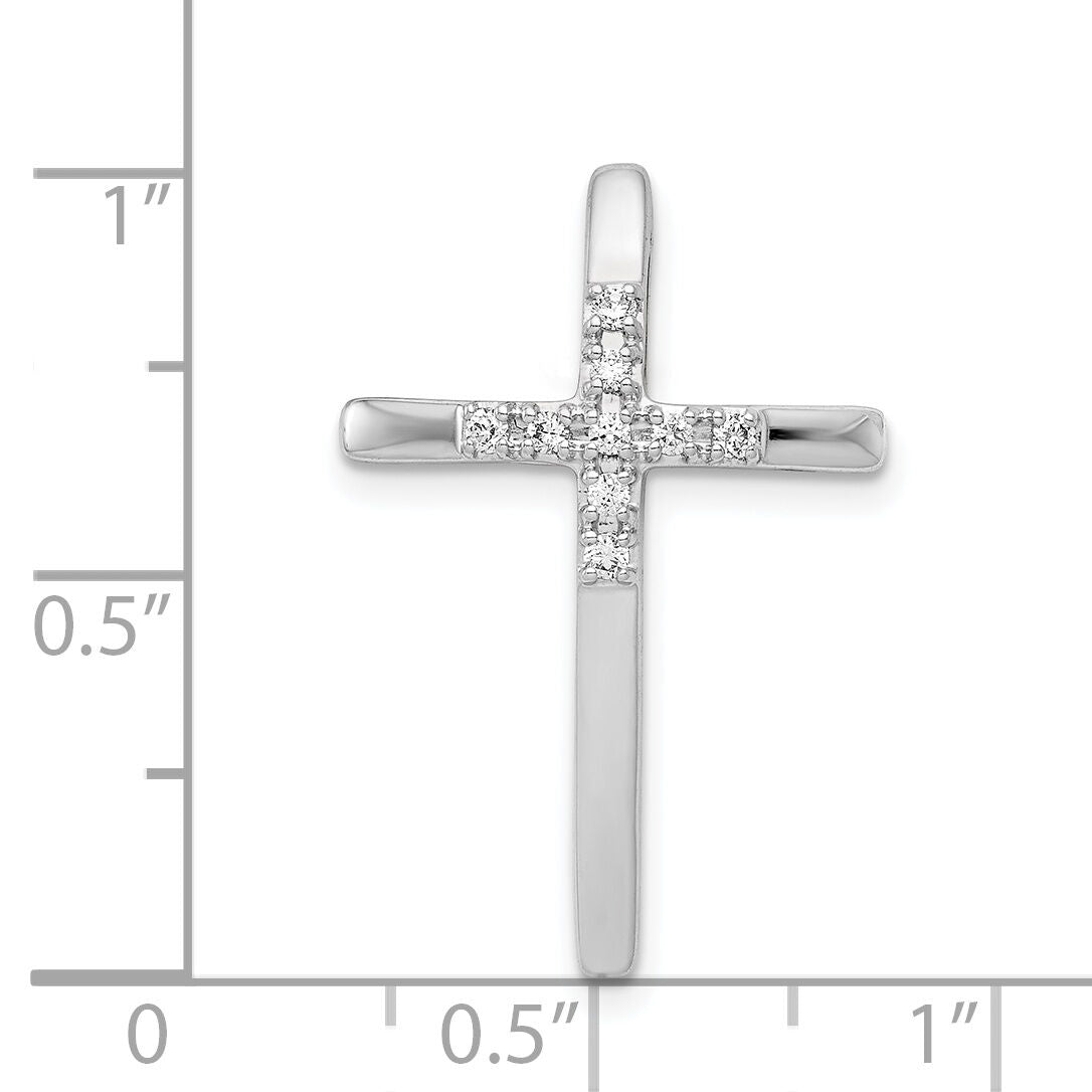14k White Gold 1/10ct. Diamond Cross Chain Slide-PM5009-010-WA