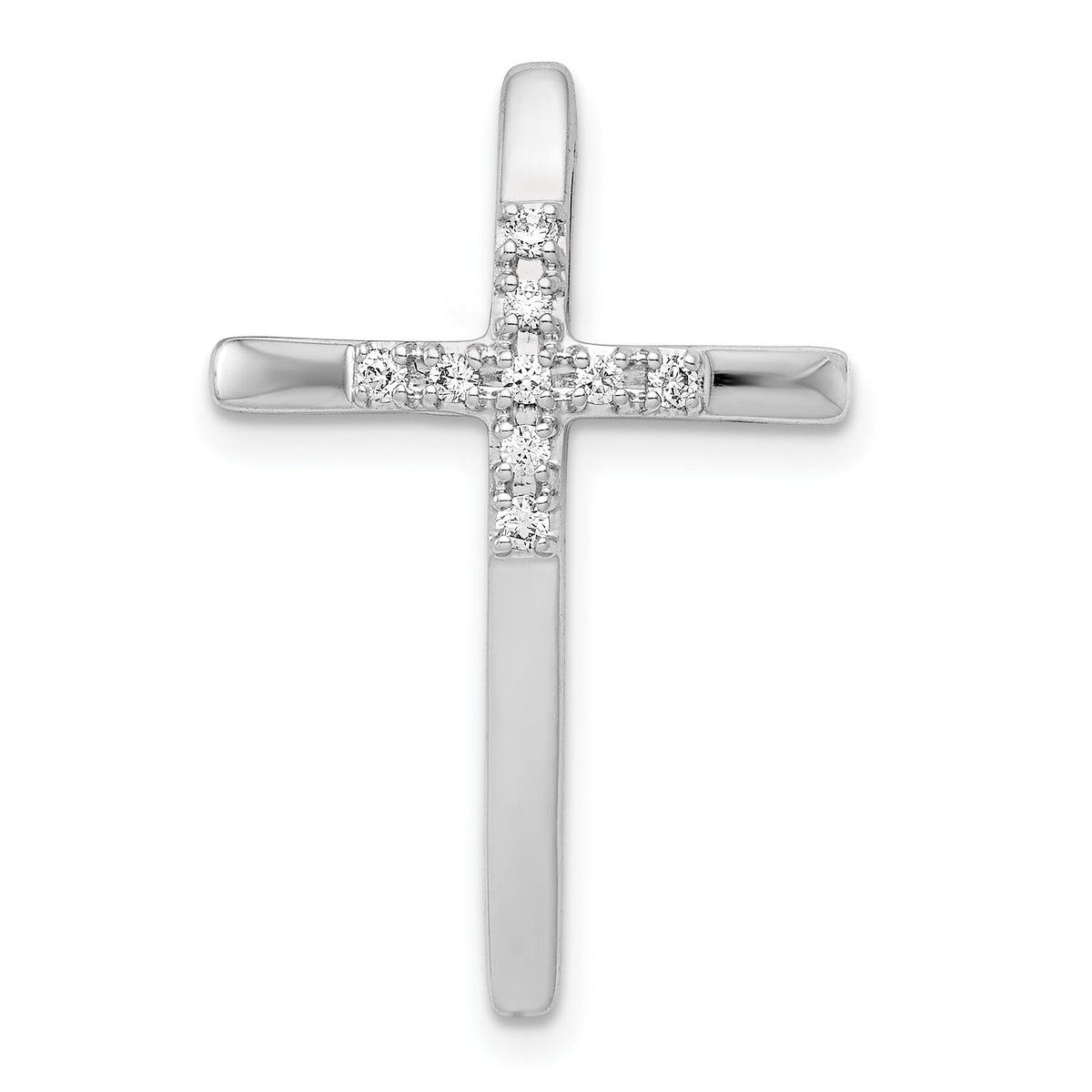 14k White Gold 1/10ct. Diamond Cross Chain Slide-PM5009-010-WA