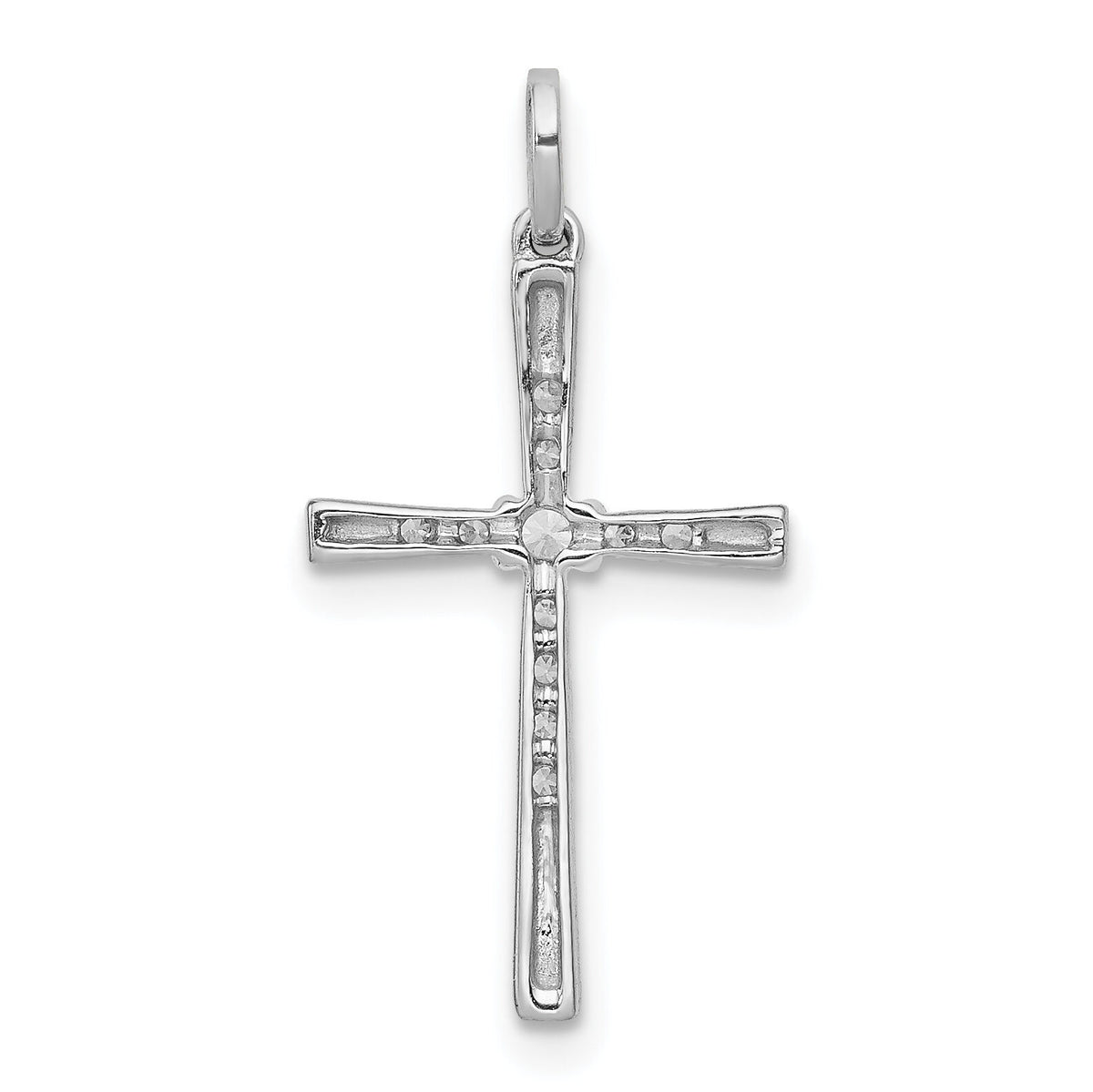 14k White Gold 1/10ct. Diamond Cross Pendant-PM5010-010-WA