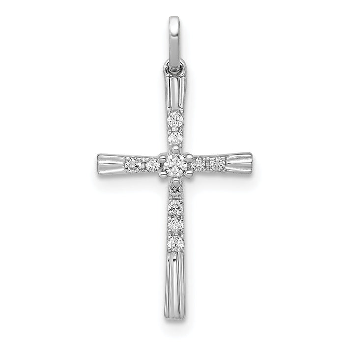 14k White Gold 1/10ct. Diamond Cross Pendant-PM5010-010-WA