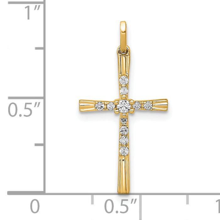 14k 1/10ct. Diamond Cross Pendant-PM5010-010-YA