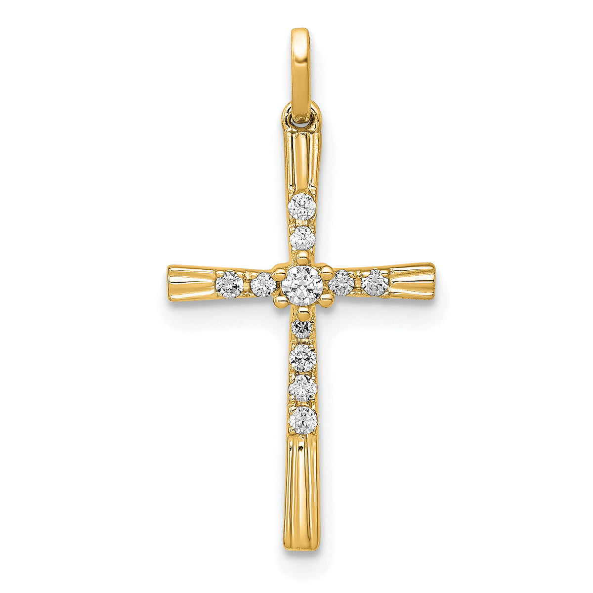 14k 1/10ct. Diamond Cross Pendant-PM5010-010-YA