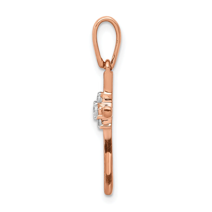 14k Rose Gold .03ct. Diamond Cross Pendant-PM5011-003-RA