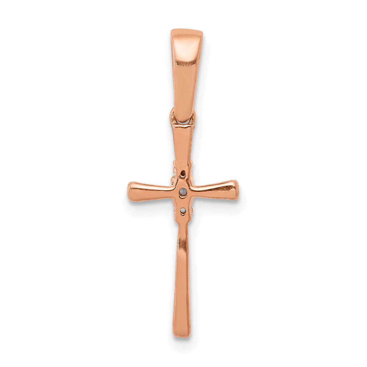 14k Rose Gold .03ct. Diamond Cross Pendant-PM5011-003-RA
