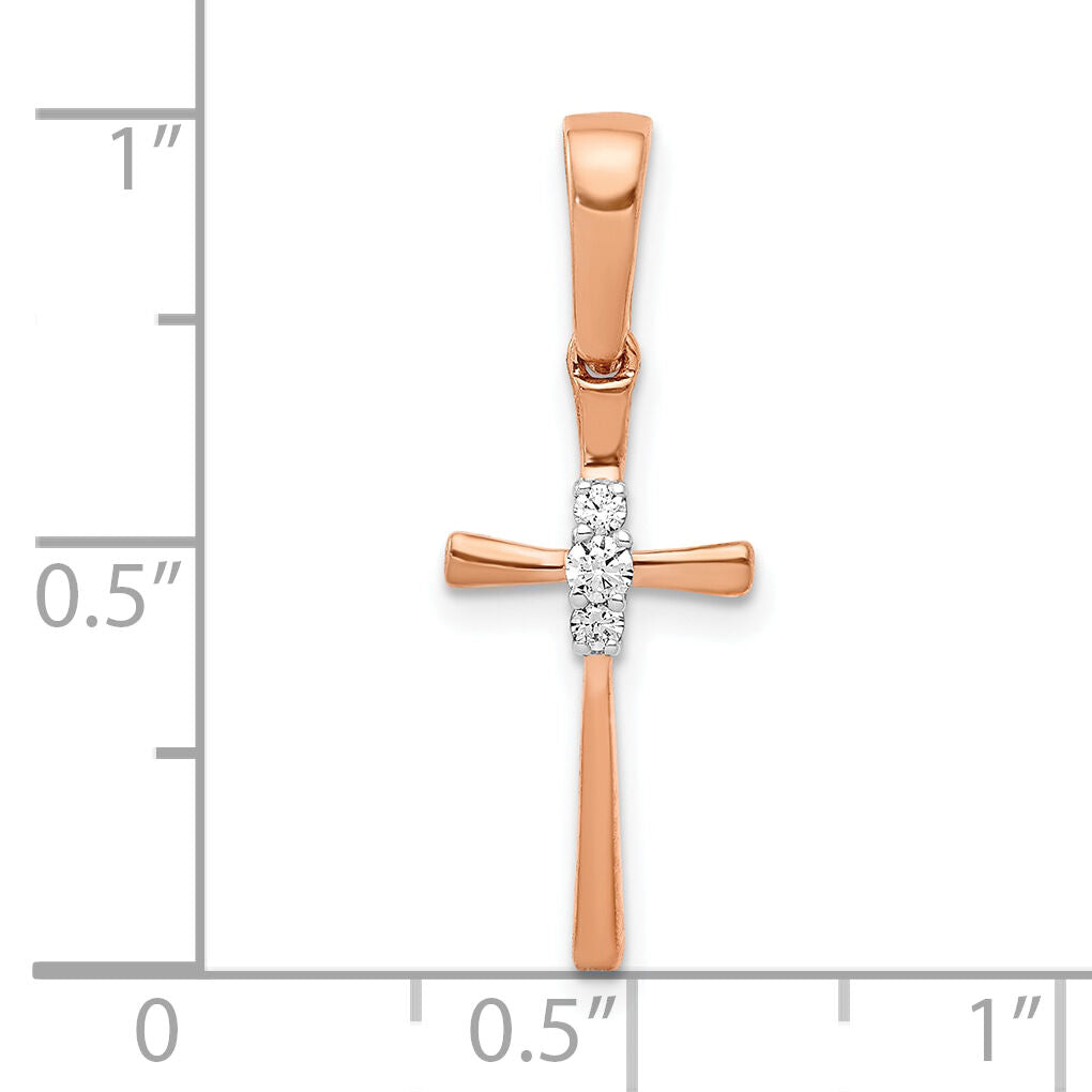 14k Rose Gold .03ct. Diamond Cross Pendant-PM5011-003-RA
