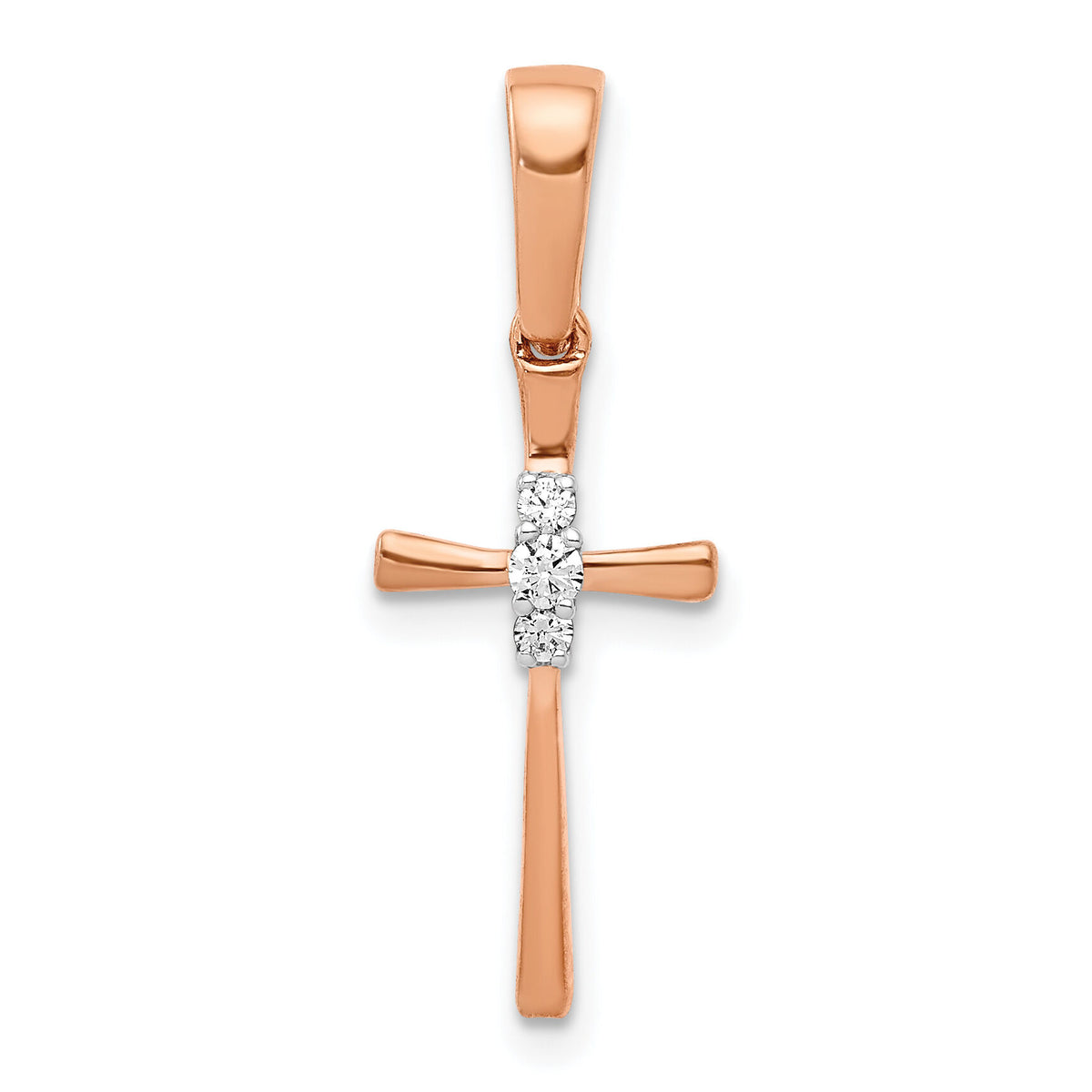 14k Rose Gold .03ct. Diamond Cross Pendant-PM5011-003-RA
